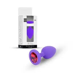 Анальна пробка - Jewellery Silicone Purple Plug M Red - мініатюра 11