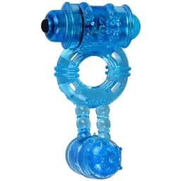 Эрекционное виброкольцо Alive Double Ding Ring 2 мотора для экстремального двойного наслаждения пара Blue