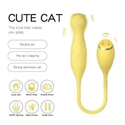 Двосторонній гнучкий вібратор силіконовий акумуляторний Lilo 3в1 для жінок жовтий - мініатюра 3
