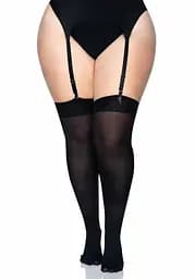 Панчохи Leg Avenue Nylon Thigh Highs + Black Plus size - мініатюра 4