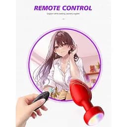 Анальна пробка, що світиться, з вібрацією та ПУ Light Anal Plug 3,5*9 см червоний - мініатюра 4