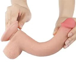 Фалоімітатор LoveToy Sliding-Skin Dual Layer Dong 22 см тілесний - мініатюра 5