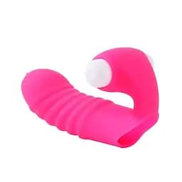 Вибратор клиторальный на палец водонепроницаемый 8,5 см х 2,3 см фуксия