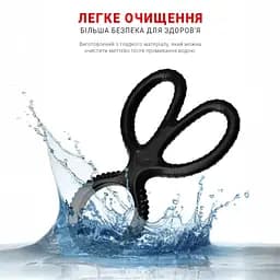 Ерекційне кільце потрійне "Ножиці" силіконове для затримки еякуляції 2.8 см чорний - мініатюра 12