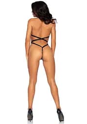 Вініловий тедді Leg Avenue Teddy with strappy open back One size Black - мініатюра 2