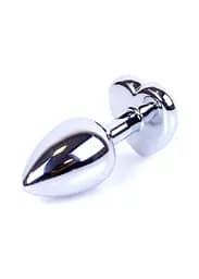 Анальна пробка з кристалом Jewellery Silver Heart Plug 7х2.7 см (червоний) - мініатюра 4