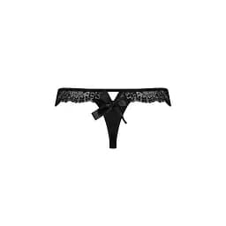 Мереживні трусики з атласним бантиком Naja Thong black - Passion L/XL - мініатюра 6