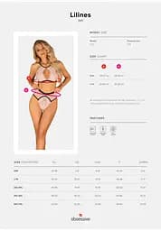 Комплект білизни Obsessive Lilines L/XL рожевий - мініатюра 7