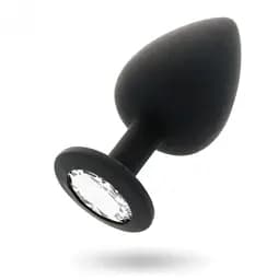 Анальна пробка з кристалом, чорна анальна пробка, анальна пробка зі стразою маленька S