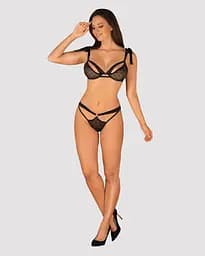 Напівпрозорий еротичний комплект Obsessive Obsessivia 2pcs Set black S/M - мініатюра 3