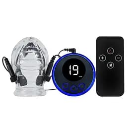 Электростимулятор-насадка на член силиконовый с дистанционным управлением 50 мм прозрачный