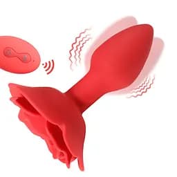 Анальна пробка Rose Rotating червона - мініатюра 1
