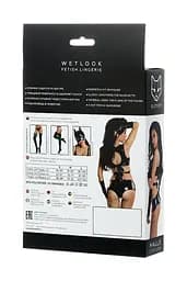Сексуальний комплект Glossy Wetlook Halle Set L чорний - мініатюра 5