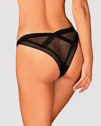 Мереживні трусики із заниженою талією Obsessive Estiqua panties чорні M/L - мініатюра 2