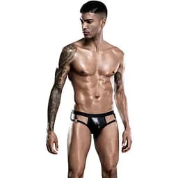 Лакові чоловічі труси JSY з відкритою попкою, One Size Black