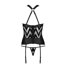 Сітчастий комплект із візерунком Passion Hima CorSet black L/XL - мініатюра 6