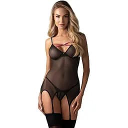 Комплект корсет і стрінги Obsessive Novenes XL/2XL чорний