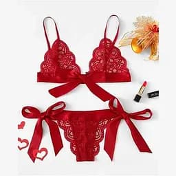 Комплект эротического кружевного белья на завязках, соблазнительный, универсальный