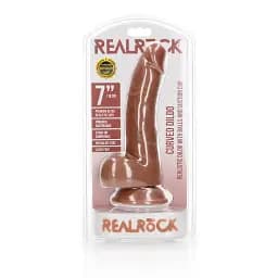 Фалоімітатор RealRock Curved Realistic Balls 7" 18 см (бежевий) - мініатюра 6