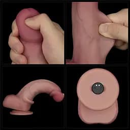 Реалістичний вібратор Vibrating Sliding Skin Pro II тілесний 20см - мініатюра 7