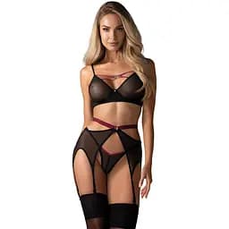 Еротичний комплект білизни Obsessive Novenes XS/S чорний