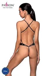 Боді з відкритим доступом Passion TASMINA Body XXL/XXXL black екошкіра шнурівки ажурні мережива - мініатюра 2