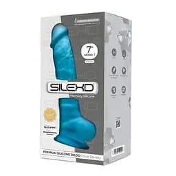 Фалоімітатор SilexD Johnny Blue (MODEL 1 size 7in), двошаровий, силікон + Silexpan, діаметр 3,8 см - мініатюра 2
