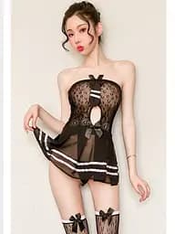 Костюм для рольових ігор Школярка з панчохами One Size (XS-S) сексуальний костюм для рольових ігор чорний - мініатюра 7