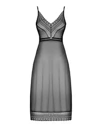Напівпрозора довга сорочка Obsessive Estiqua chemise чорний асиметричний крій XS/S - мініатюра 5