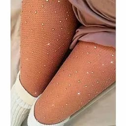 Колготки заворожуючі прикрашені стразами One size бежевий K0242-2