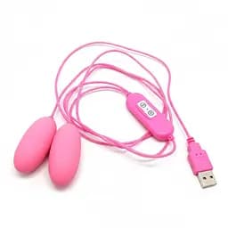Двойное виброяйцо для женщин 10 режимов вибрации 5,5 см с usb розовое