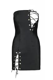 Міні-сукня з екошкіри Passion Celine Chemise black шнурівка трусики в комплекті 4XL/5XL - мініатюра 3