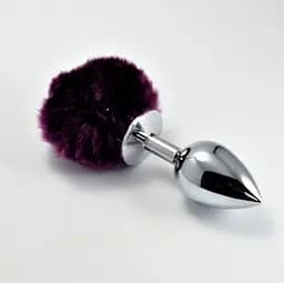 Анальна пробка - Heavy Metal Anal Plug Pompon L Purple - мініатюра 1