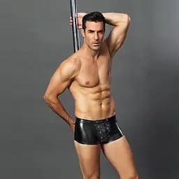 Эротические мужские лаковые трусы JSY со шнуровкой S/M