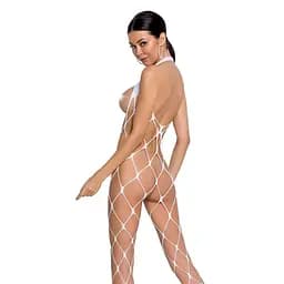Бодістокінг в дуже велику сітку Passion BS091 white з доступом One size - мініатюра 2