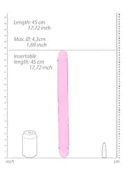 Двосторонній фалоімітатор RealRock Crystal Clear Double Dildo 18'' 45 см рожевий - мініатюра 5