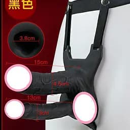 Чорний подвійний порожнистий страпон із вібрацією Lovetoy Vibrating Unisex Hollow Strap On 10 режимів
