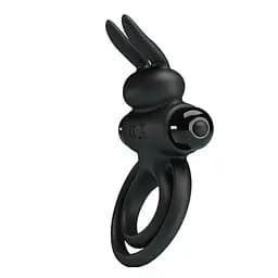Віброкільце Pretty Love Vibro Penis Ring Bunny III 9.7 см чорний - мініатюра 5