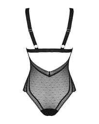 Мереживне боді з декольте Obsessive Estiqua teddy чорне широкі лямки M/L - мініатюра 6