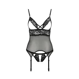 Корсет з відкритими грудьми Passion DIABOLINA CORSet black L/XL - мініатюра 3