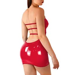 Сексуальна вінілова сукня Art of Sex - Jaklin, розмір L-2XL, колір червоний Art of Sex SO7508 96402 - мініатюра 3