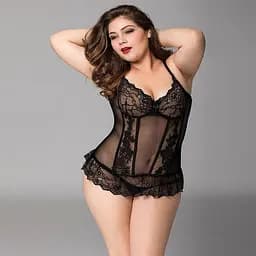 Мереживний корсет JSY Сексуальна Белла Plus Size Black, дрібна сітка, гіпюр, чашки з кісточками