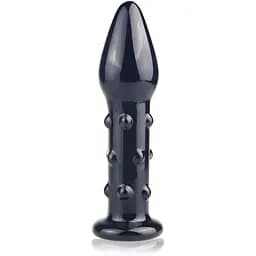 Анальна пробка Lovetoy Glass Romance 5.5" 14 см (чорний)