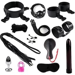 Бандажний набір БДСМ з 12 предметів чорний