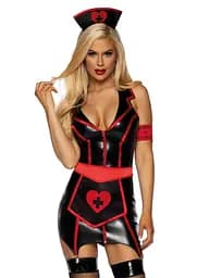 Костюм Leg Avenue Vinyl Naughty Nurse XS чорний - мініатюра 3