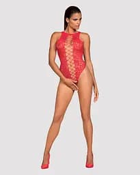 Ажурний бодістокінг із ефектом шнурівки Obsessive B120 teddy red S/M/L One size - мініатюра 3