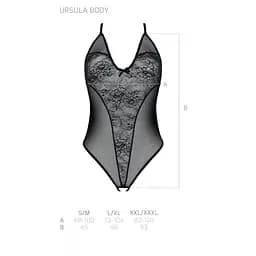 Боді з ажурним декором та відкритим кроком Passion Ursula Body black L/XL - мініатюра 5