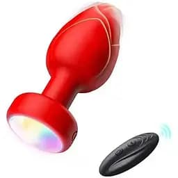 Анальна пробка, що світиться, з вібрацією та ПУ Light Anal Plug 3,5*9 см червоний