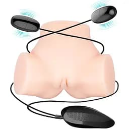 Мастурбатор з подвійною вібрацією і двома входами Crazy Bull-Samantha Dual Vagina and Anal, BM - 00900T71ZK, Телесный - мініатюра 5