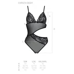 Боді з ажурним ліфом Passion Christa Body black L/XL - мініатюра 5